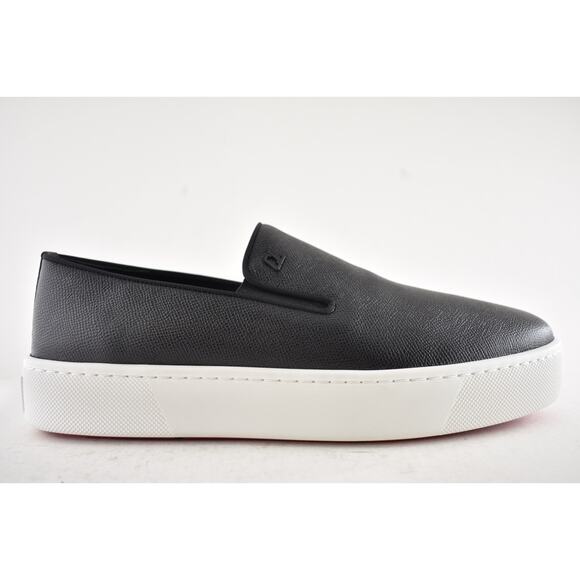 Christian Louboutin Mens Boatissimo Flat Black Leather Slip On Sneakers 42 9 - Picture 2 of 16